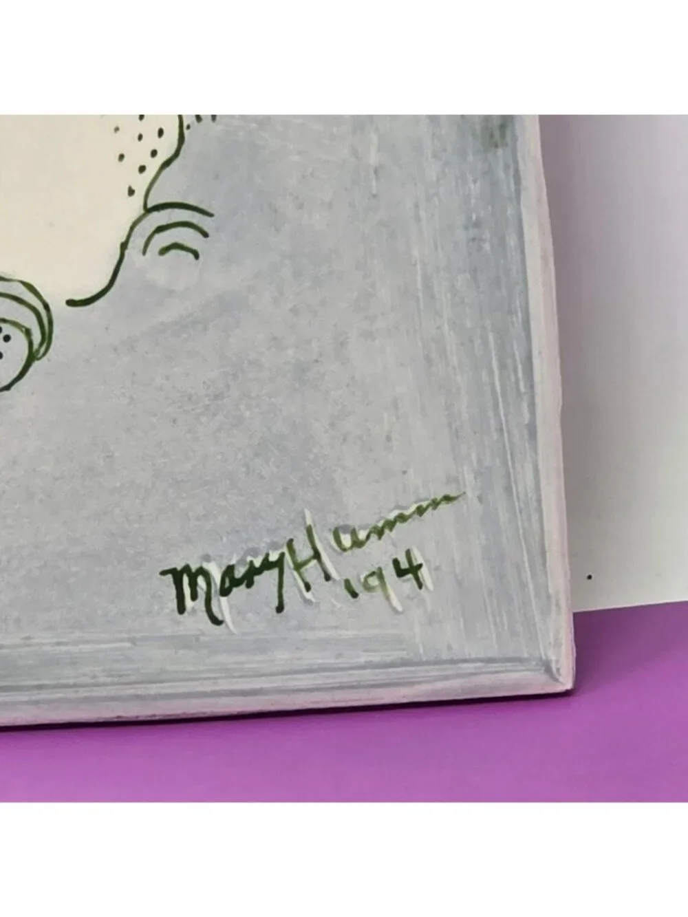 Hand-Painted‎ Ceramic Tile With Daisy Floral Design Signed By Artist 1994